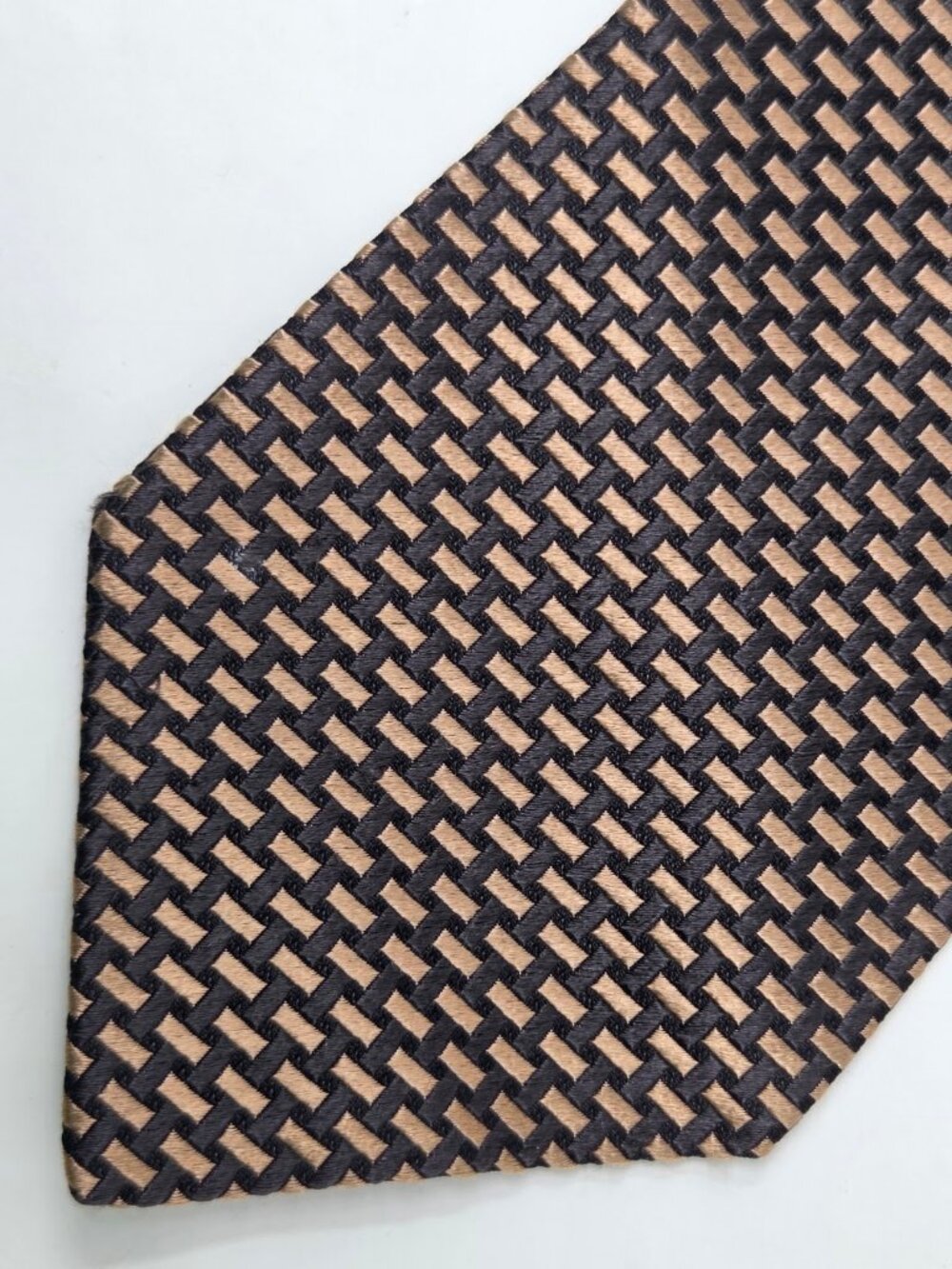 100% Silk Altea Expressly for Nordstrom Tie Navy Gold Milano Weave Italy 60 Inch